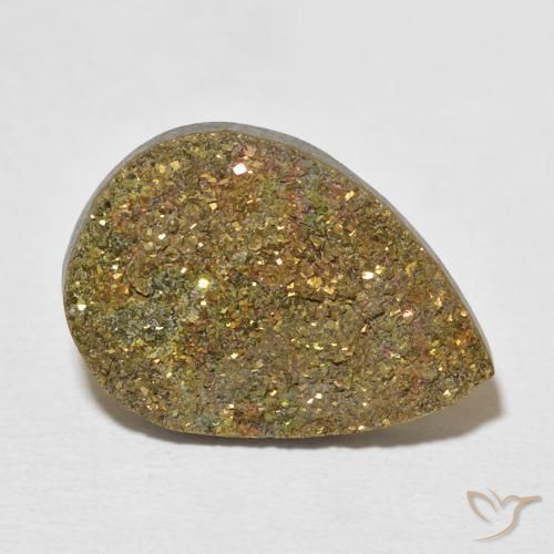 8.15ct Naturel Multicolore Pyrite arc-en-ciel, En forme de poire, Opaque