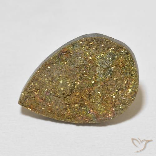 Pyrite arc-en-ciel Multicolore naturelle En forme de poire, 8.15 ct, Opaque