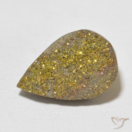6.87ct Naturel Multicolore Pyrite arc-en-ciel, En forme de poire, Opaque