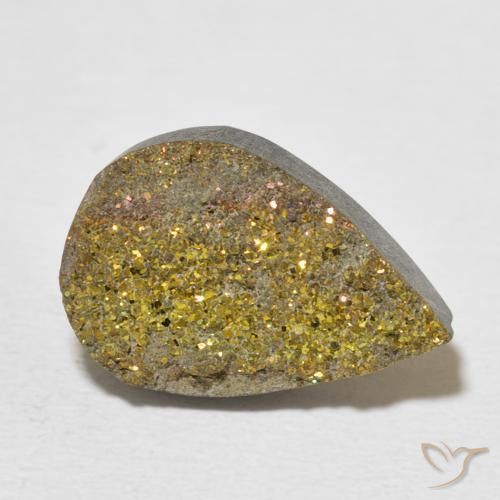 Pyrite arc-en-ciel Multicolore naturelle En forme de poire, 6.87 ct, Opaque