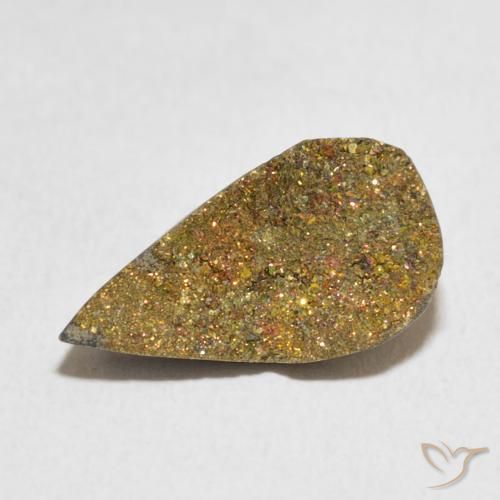 Pyrite arc-en-ciel Multicolore naturelle En forme de poire, 4.89 ct, Opaque