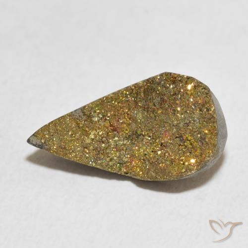 Pyrite arc-en-ciel Multicolore naturelle En forme de poire, 4.89 ct, Opaque