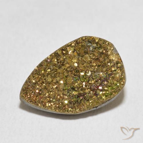 Pyrite arc-en-ciel Multicolore naturelle En forme de poire, 5.82 ct, Opaque
