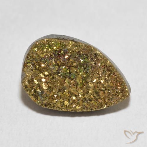 Pyrite arc-en-ciel Multicolore naturelle En forme de poire, 5.82 ct, Opaque