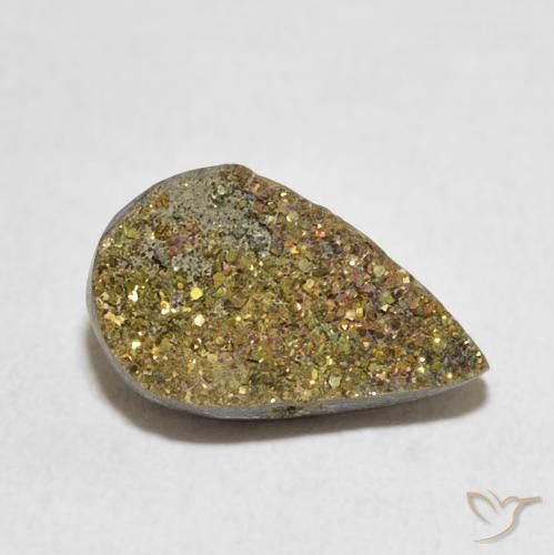 Pyrite arc-en-ciel Multicolore naturelle En forme de poire, 4.66 ct, Opaque