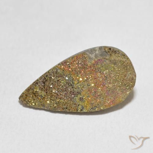 4.55ct Naturel Multicolore Pyrite arc-en-ciel, En forme de poire, Opaque