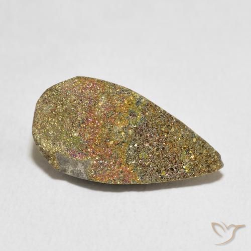 Pyrite arc-en-ciel Multicolore naturelle En forme de poire, 4.55 ct, Opaque