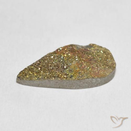 Pyrite arc-en-ciel Multicolore naturelle En forme de poire, 4.55 ct, Opaque