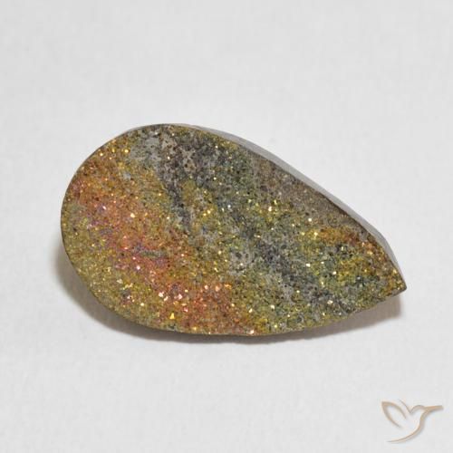 Pyrite arc-en-ciel Multicolore naturelle En forme de poire, 6.04 ct, Opaque