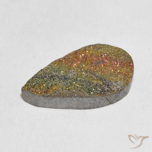 Pyrite arc-en-ciel Multicolore naturelle En forme de poire, 6.04 ct, Opaque