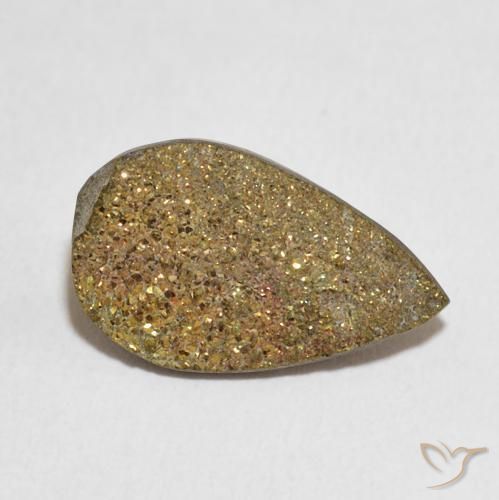 Pyrite arc-en-ciel Multicolore naturelle En forme de poire, 4.75 ct, Opaque