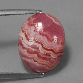 Rhodochrosite multicolore naturelle coupe ovale, 7,26 ct, opaque