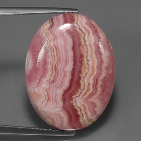 Rhodochrosite multicolore naturelle coupe ovale, 24,57 ct, opaque