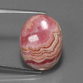Rhodochrosite multicolore naturelle coupe ovale, 21,53 ct, opaque