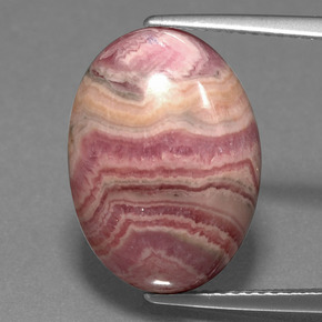 Rhodochrosite multicolore naturelle coupe ovale, 14,81 ct, opaque