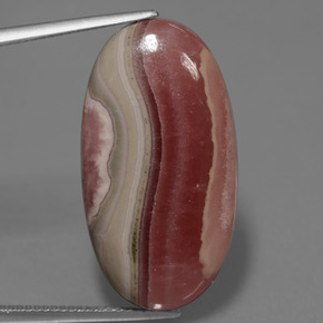 Rhodochrosite multicolore naturelle coupe ovale, 30,73 ct, opaque