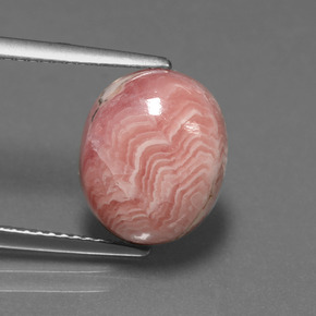 Rhodochrosite multicolore naturelle coupe ovale, 6,39 ct, opaque