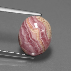 Rhodochrosite multicolore naturelle coupe ovale, 6,42 ct, opaque