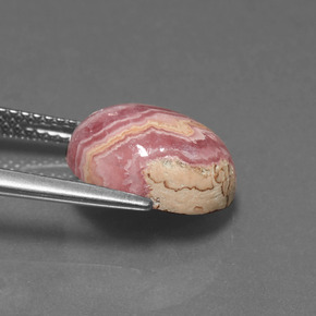 Rhodochrosite multicolore naturelle coupe ovale, 6,42 ct, opaque