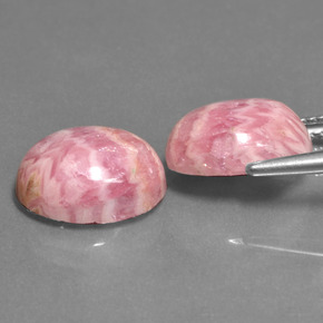 Rhodochrosite multicolore naturelle coupe ovale, 12,39 ct, opaque