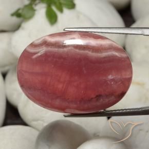 Rhodochrosite Multicolore naturelle ovale, 34.86 ct, Translucide