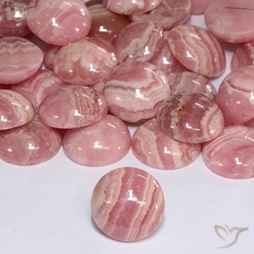 Rhodochrosite multicolore naturelle coupe roude, 6,39 ct, translucide