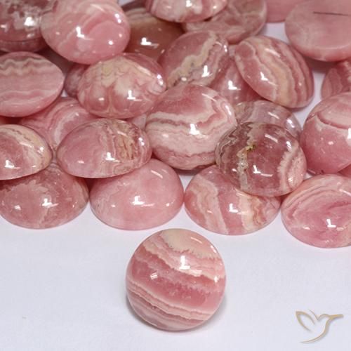 Rhodochrosite multicolore naturelle coupe roude, 6,39 ct, translucide