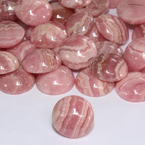 Rhodochrosite multicolore naturelle coupe roude, 6,39 ct, translucide