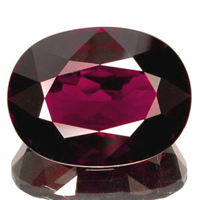 Grenat rhodolite rouge naturelle coupe ovale, 18,30 ct, VVS