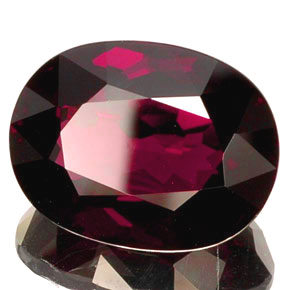 Grenat rhodolite rouge naturelle coupe ovale, 18,30 ct, VVS