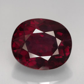 Grenat rhodolite rouge naturelle coupe ovale, 13,09 ct, VS