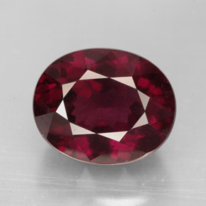 Grenat rhodolite rouge naturelle coupe ovale, 11,48 ct, VVS-VS