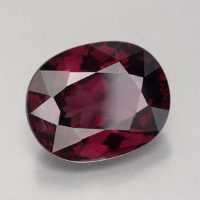 Grenat rhodolite rouge naturelle coupe ovale, 8,35 ct, VS
