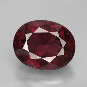 Grenat rhodolite rouge naturelle coupe ovale, 13,17 ct, VS