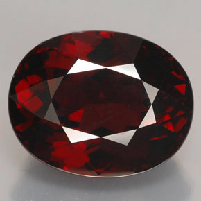 Grenat rhodolite rouge naturelle coupe ovale, 12,25 ct, VVS-VS