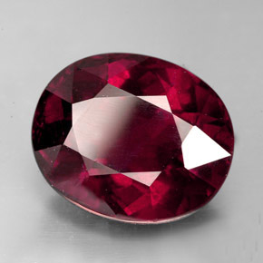 Grenat rhodolite rouge naturelle coupe ovale, 10,73 ct, VS-SI