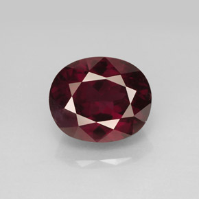 Grenat rhodolite rouge naturelle coupe ovale, 6,85 ct, VS