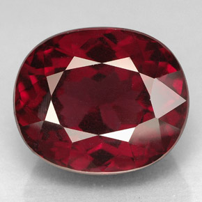Grenat rhodolite rouge naturelle coupe ovale, 10,33 ct, VS