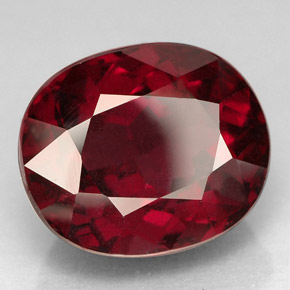 Grenat rhodolite rouge naturelle coupe ovale, 10,33 ct, VS