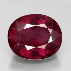 Grenat rhodolite rouge naturelle coupe ovale, 10,37 ct, VS