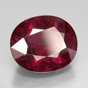 Grenat rhodolite rouge naturelle coupe ovale, 10,37 ct, VS