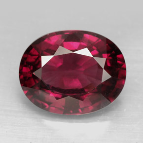 Grenat rhodolite rouge naturelle coupe ovale, 13,49 ct, VS
