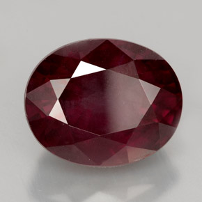 Grenat rhodolite rouge naturelle coupe ovale, 11,47 ct, VS-SI