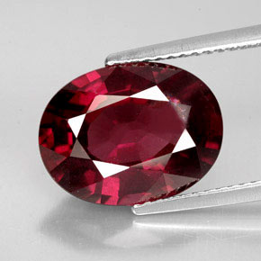 Grenat rhodolite rouge rosé naturelle coupe ovale, 7,08 ct, VS