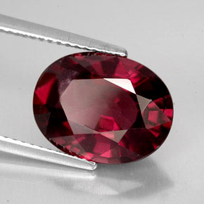 Grenat rhodolite rouge rosé naturelle coupe ovale, 7,08 ct, VS