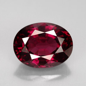 Grenat rhodolite rouge naturelle coupe ovale, 6,39 ct, VS