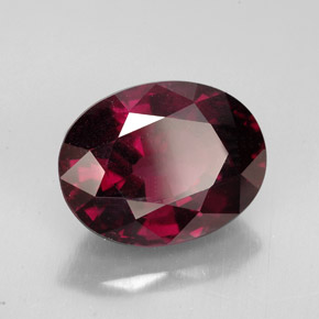 Grenat rhodolite rouge naturelle coupe ovale, 6,39 ct, VS