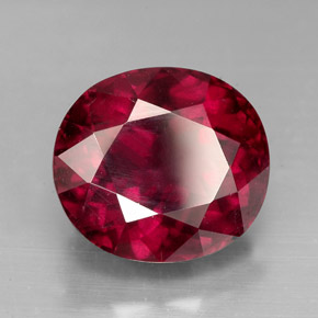Grenat rhodolite rouge naturelle coupe ovale, 7,06 ct, VS