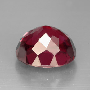 Grenat rhodolite rouge naturelle coupe ovale, 7,06 ct, VS