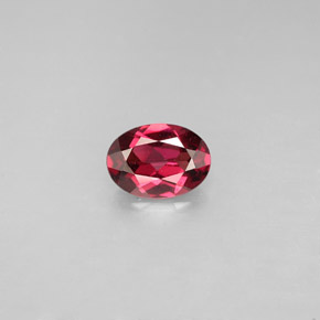 Grenat rhodolite rouge naturelle coupe ovale, 0,79 ct, VS